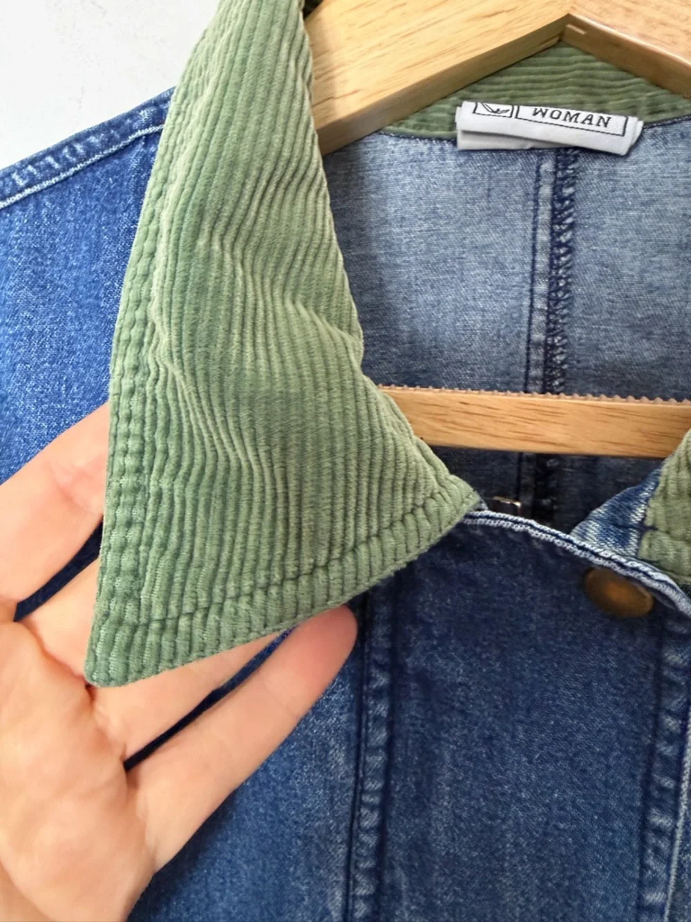 Vintage Janzten Denim Chore Coat Jean Barn Jacket Corduroy Cuffs Collar XL - Picture 4 of 10